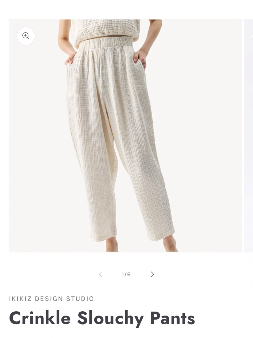 Pokoloko crinkle cream slouchy pants